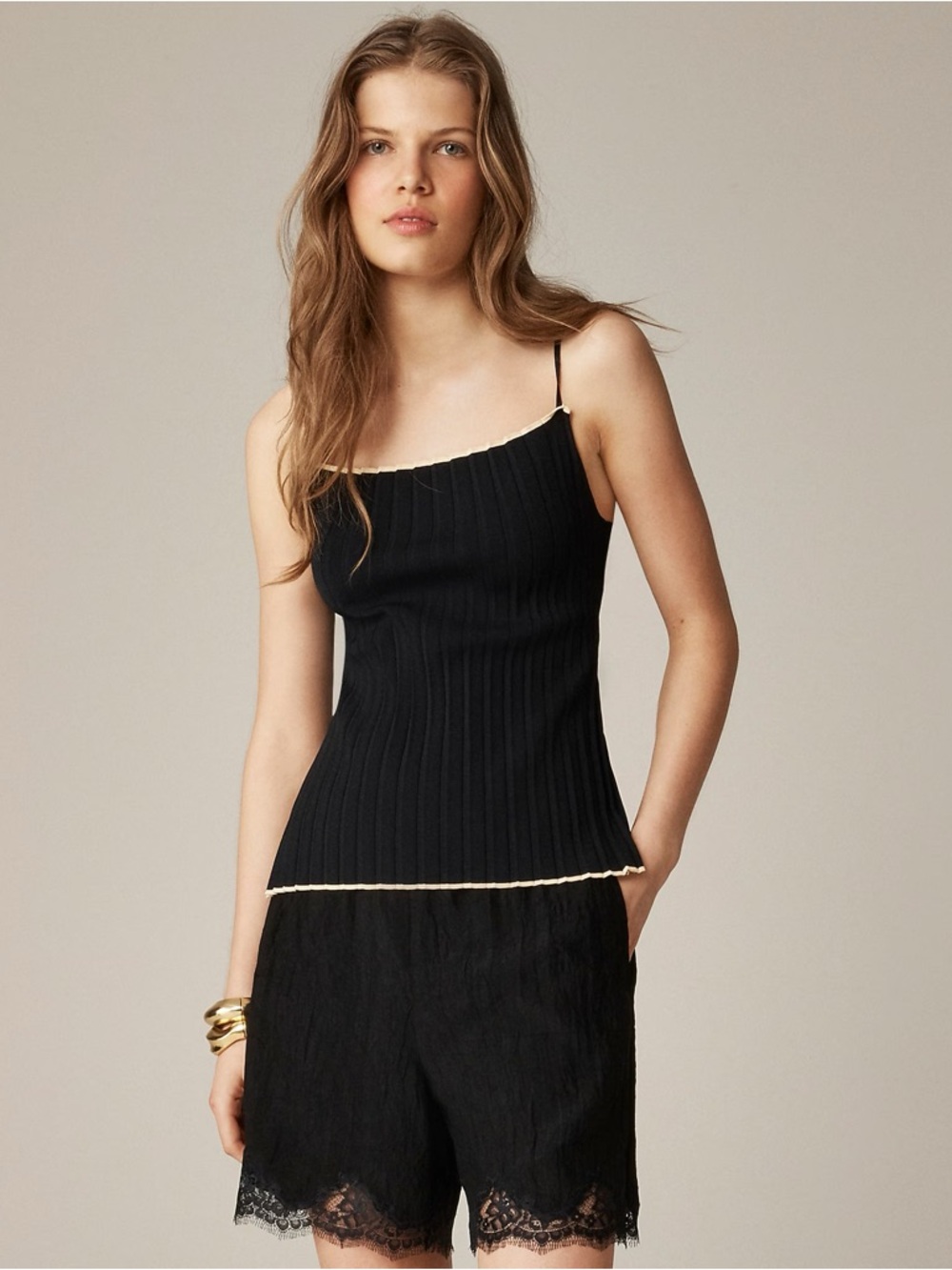 5" Stratus lace-trim short in textured satin J Crew